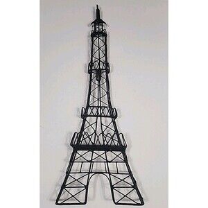 Eiffel Tower Decor Wall Jewelry Hanger Card Display Black Metal Wire Picture!